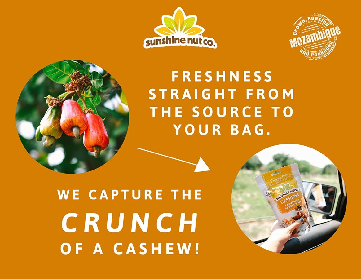Sunshine Nut Co. Cashews Grown Roasted Packaged In Mozambique Freshness From Source To Bag Capture The Crunch Of A Cashew
