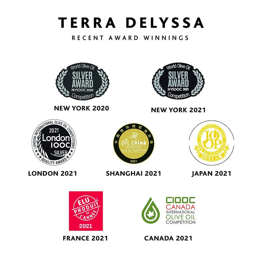 Terra Delyssa Extra Virgin Olive Oil Has Won Awards Around The World New York London Shanghai Japan France Canada