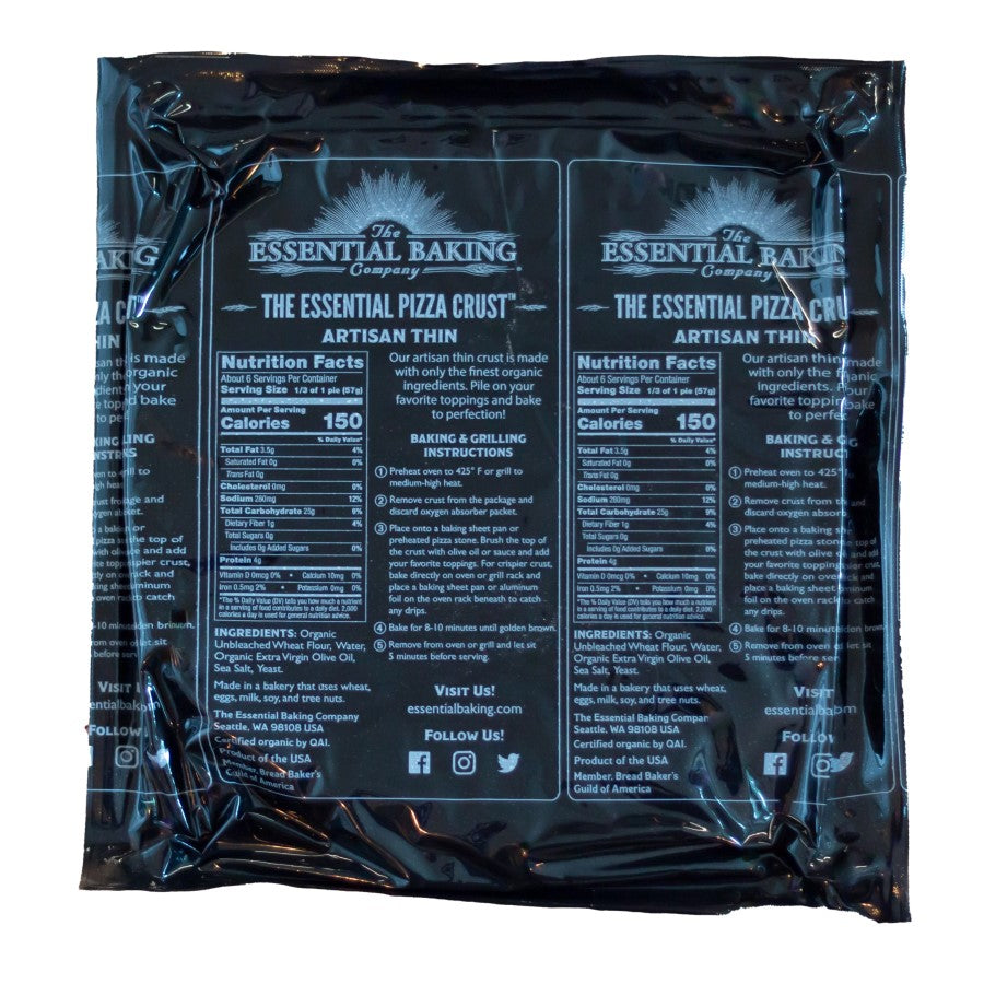 The Essential Pizza Crust Clean Ingredient Artisan Thin Pizza Crusts From The Essential Baking Company Instructions Nutrition Facts Ingredients