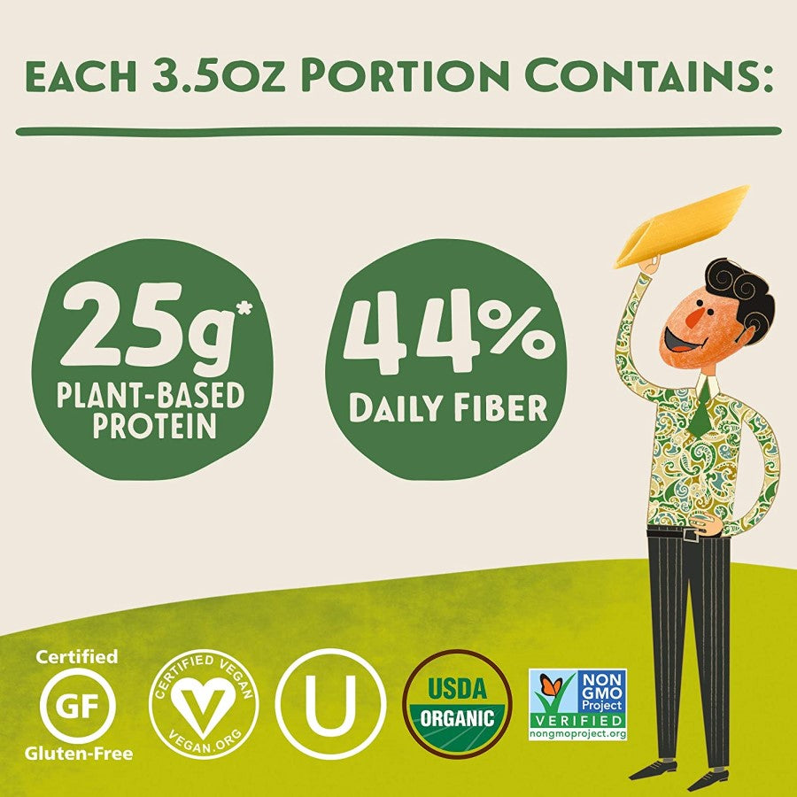 Plant Based Protein Fiber Rich Gluten Free Vegan Organic Non-GMO Penne Tolerant Pasta