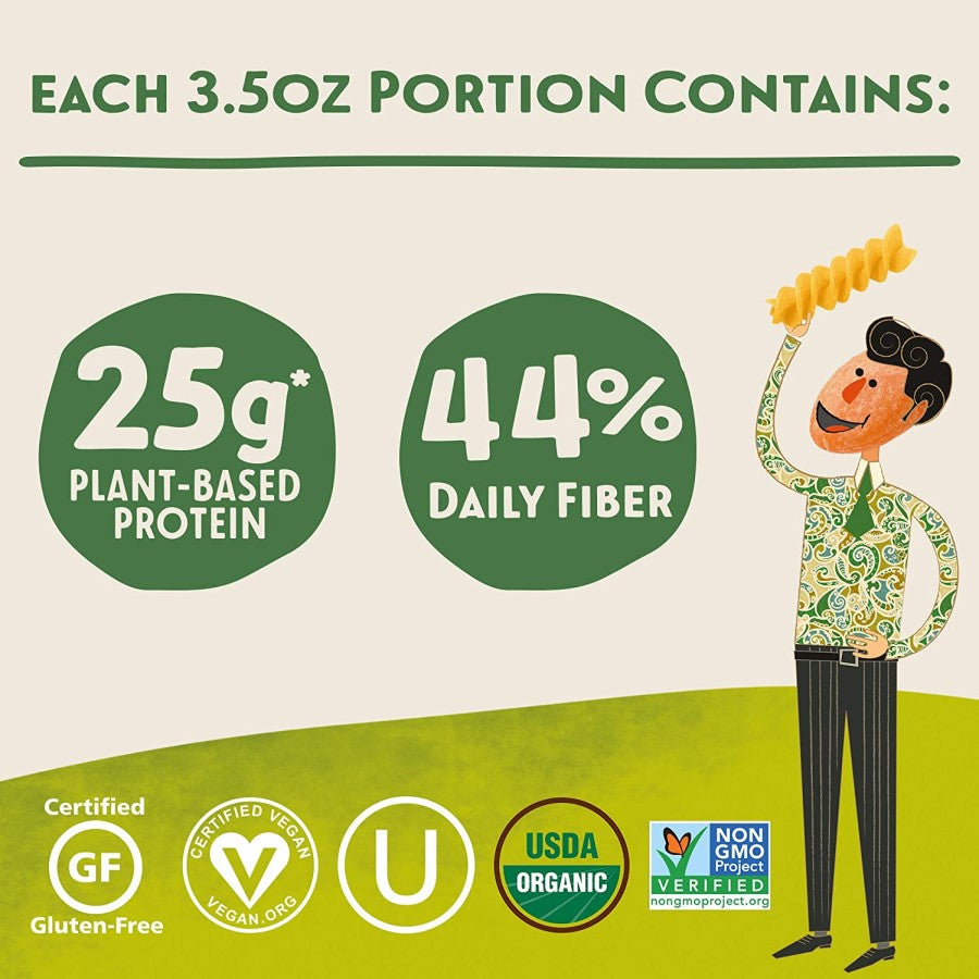 Plant Based Protein Fiber Rich Gluten Free Vegan Organic Non-GMO Rotini Tolerant Pasta