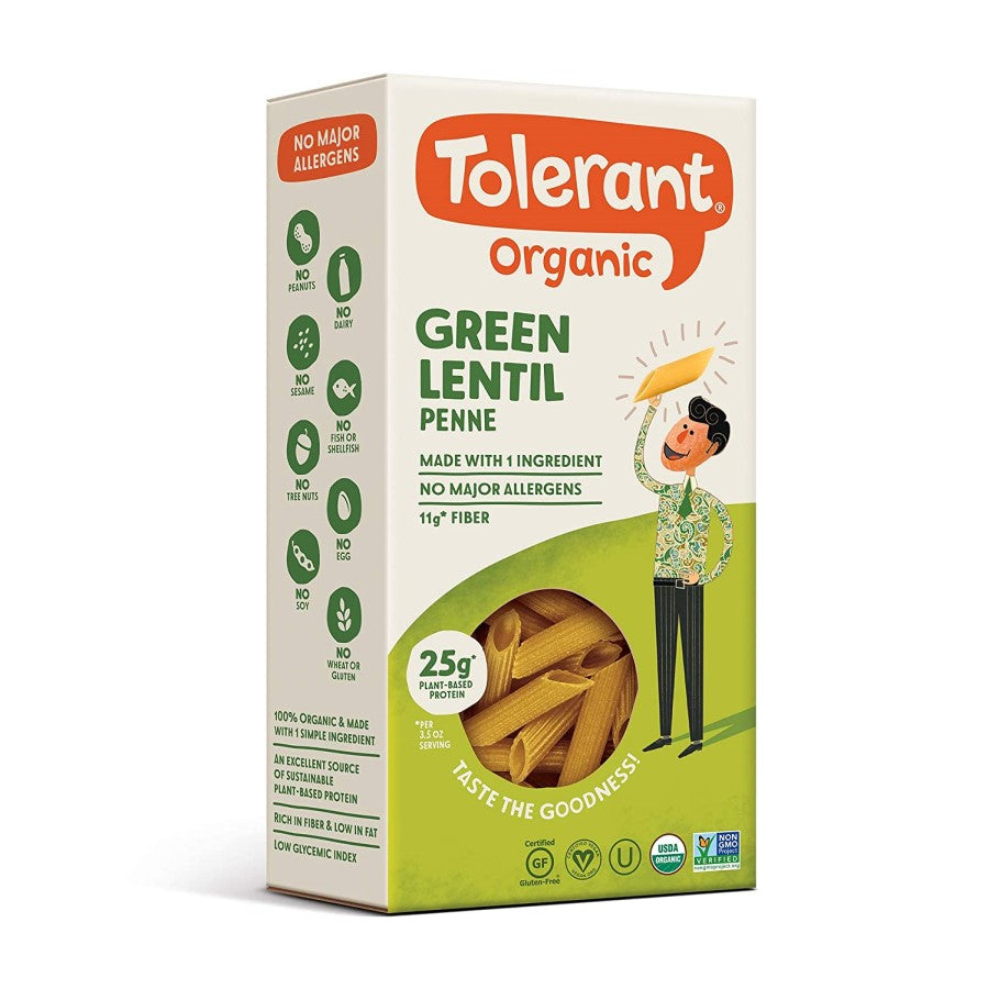 Tolerant Organic Green Lentil Pasta Penne 8oz
