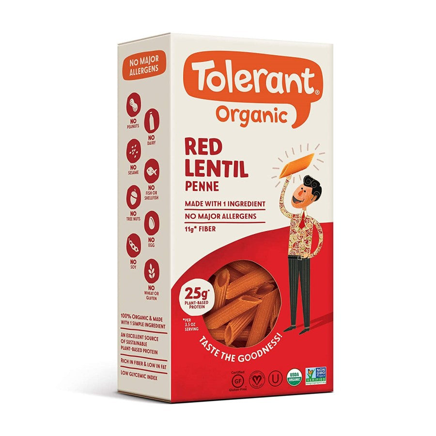 Tolerant Organic Red Lentil Pasta Penne 8oz