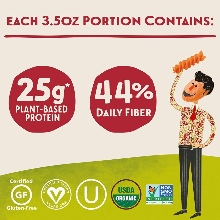 Plant Based Protein Fiber Rich Gluten Free Vegan Organic Non-GMO Rotini Tolerant Pasta