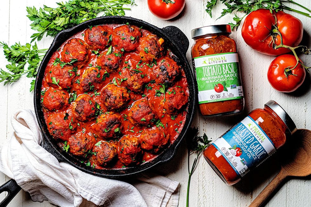 Whole30 Approved Primal Kitchen Marinara Sauces With Avocado Oil Recipe For Skillet Meatballs