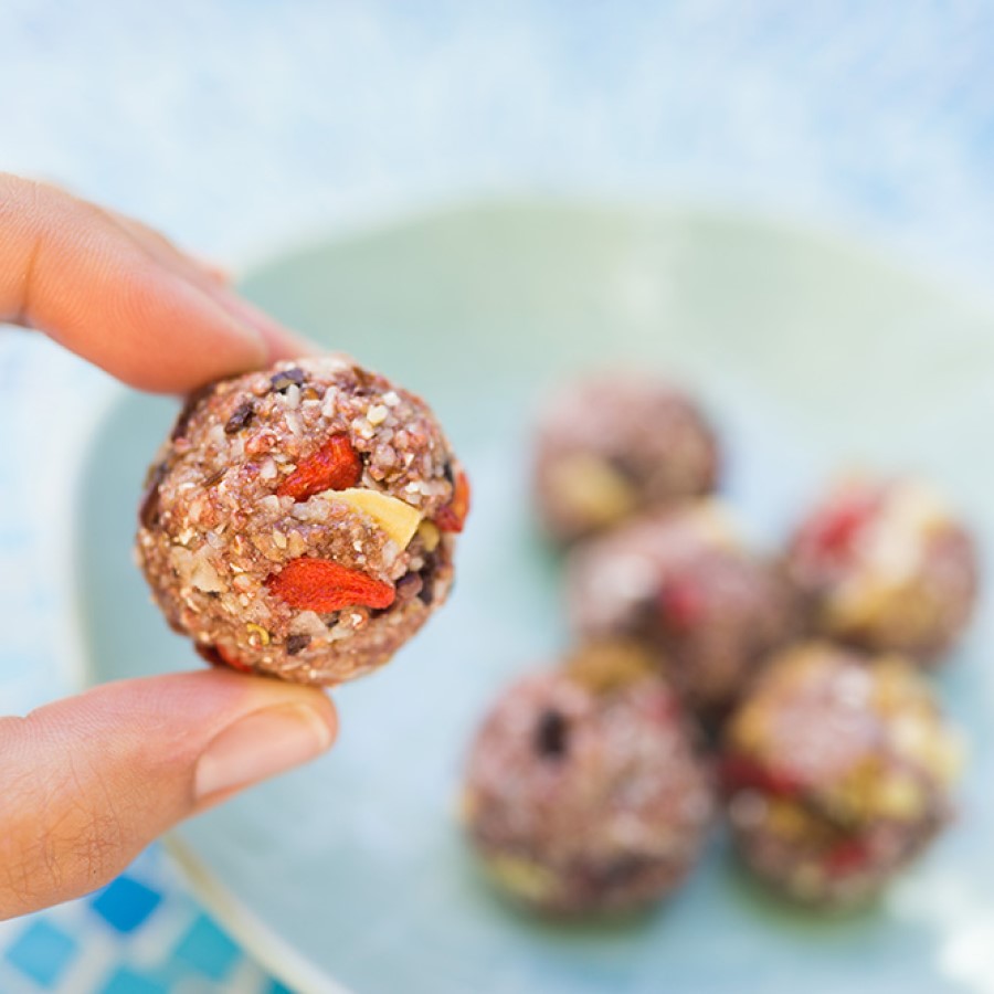Trail Mix Cookie Balls Made With Living Intentions Wild Berry Trail Mix