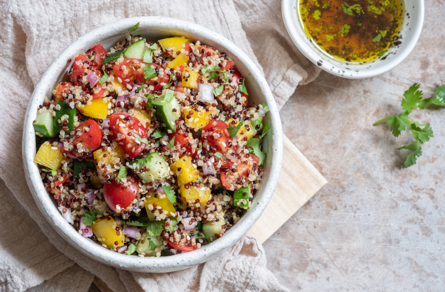 Tri Color Quinoa Tabbouleh Salad Made With Organic Sideaway Quinoa Three Color Blend From Terra Powders