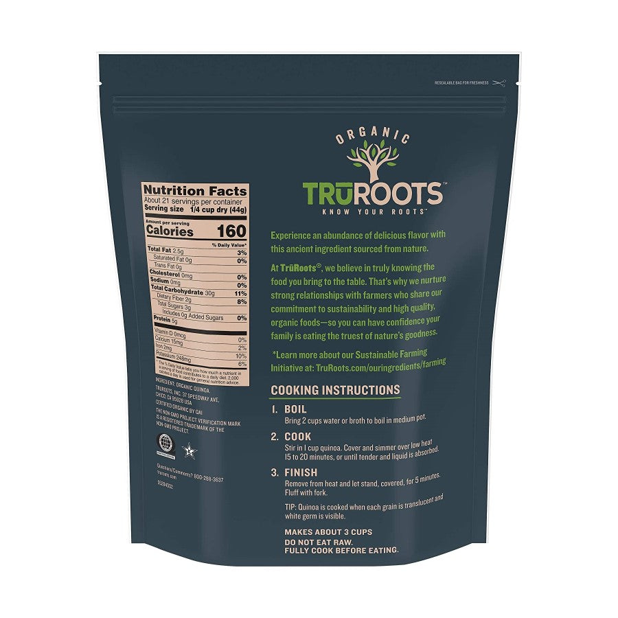 Organic Tru Roots Quinoa Ingredients And Nutrition Facts 32 Ounce