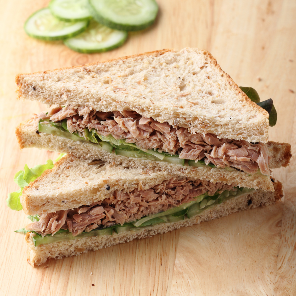 Safe Catch Tuna on a Sandwich with Pickle and Lettuce