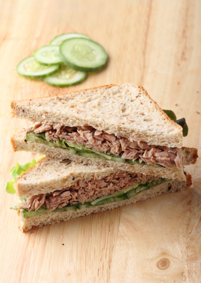 Safe Catch Tuna on a Sandwich with Pickle and Lettuce