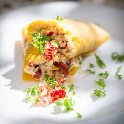 NUCoconut's Recipe For Sun Dried Tomato Quinoa Coconut Wrap Using Organic Turmeric Coconut Wraps