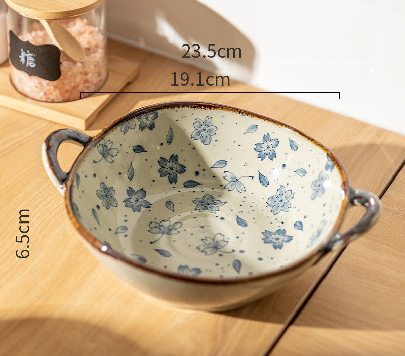 Vintage Spring Irregular Shape Farmhouse Style Bowl With Handles