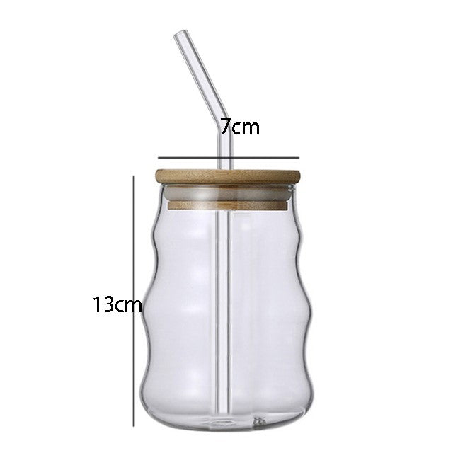 Glass Drink Tumblers With Bamboo Lids & Straws