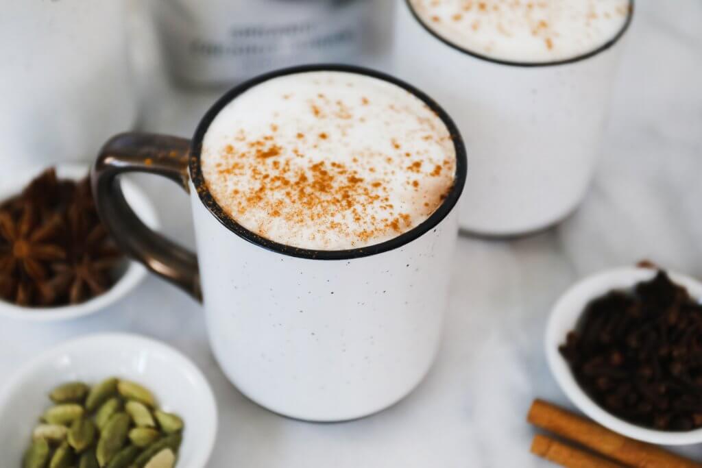 White Chocolate Chai Topped With Madhava Coconut Sugar