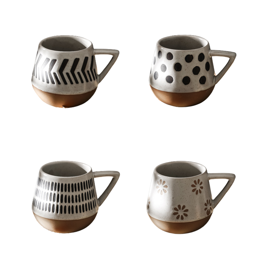 Nordic Style Ceramic Mugs With Triangular Handles