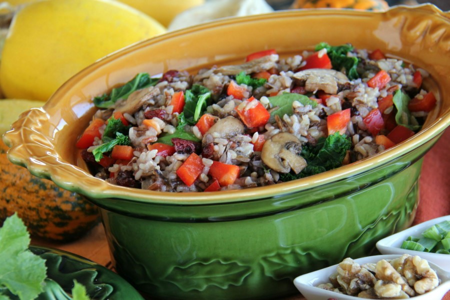 Wild Blend Pilaf With Mushrooms Bell Peppers And Spinach Lundberg Rice Recipe Wild Rice Blend