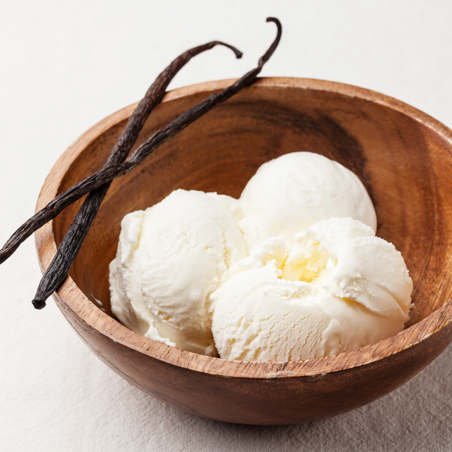 Wooden Bowl Of Real Vanilla Ice Cream Made With Organic Vanilla Beans From Terra Powders Clean Food Market
