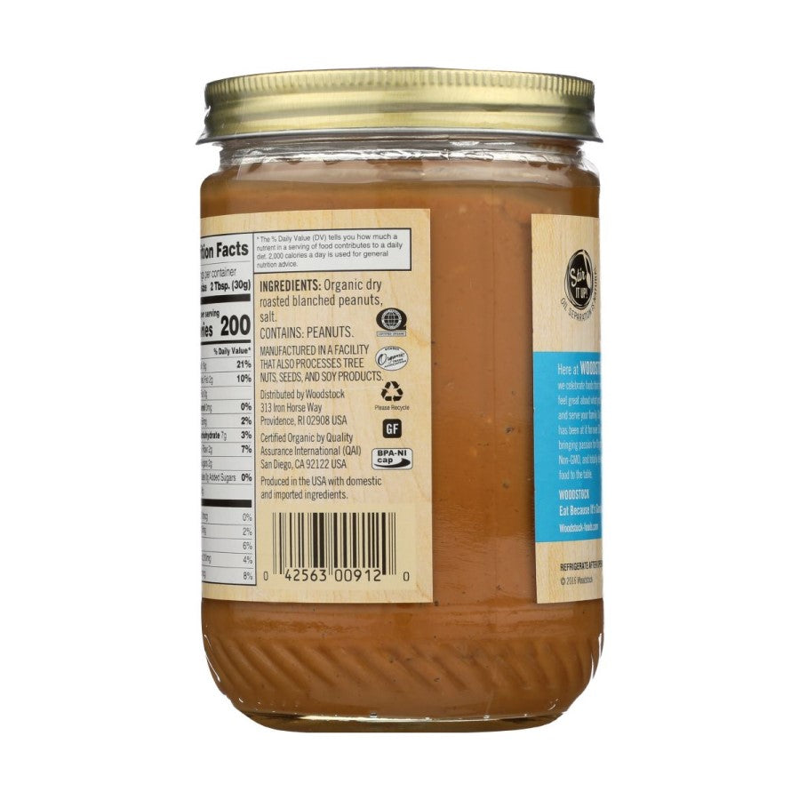 Clean Ingredient No Oil Added Peanut Butter Gluten Free Woodstock Crunchy Dry Roasted Blanched Nut Butter