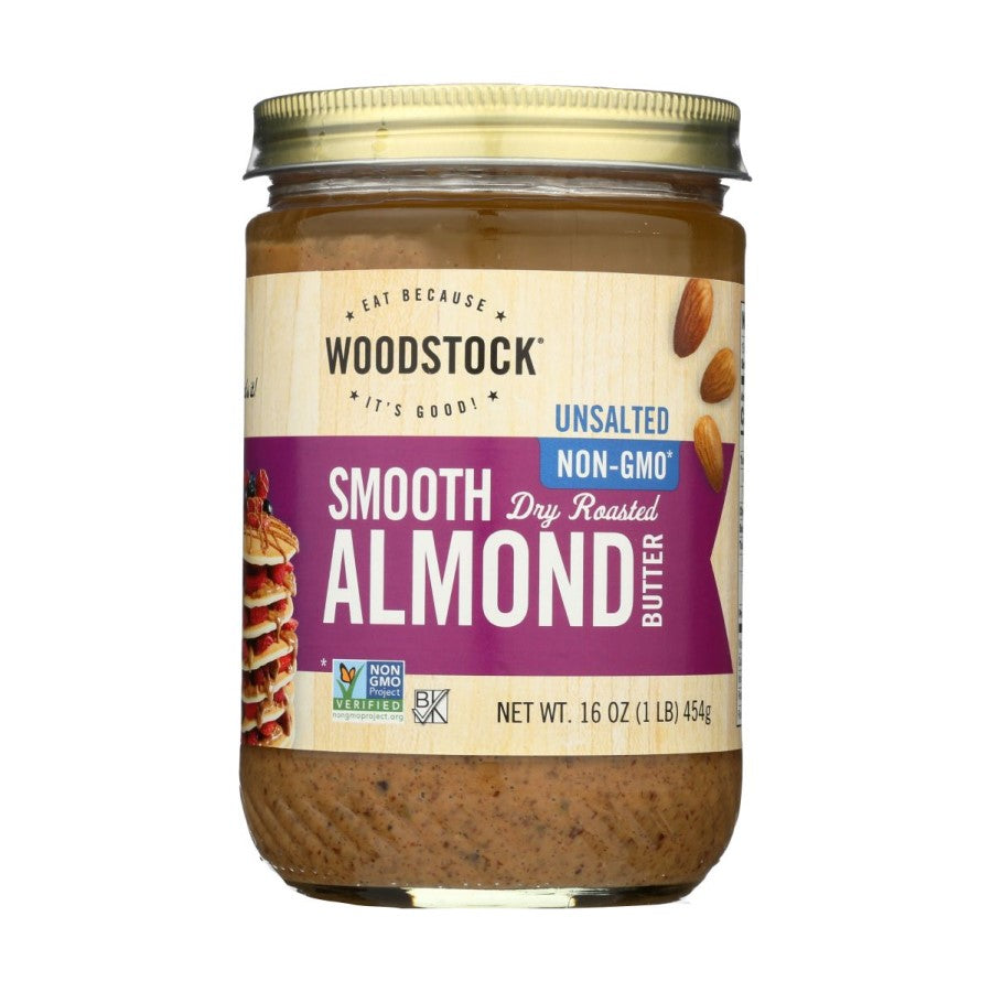 Woodstock Unsalted Almond Butter Dry Roasted Smooth 16oz