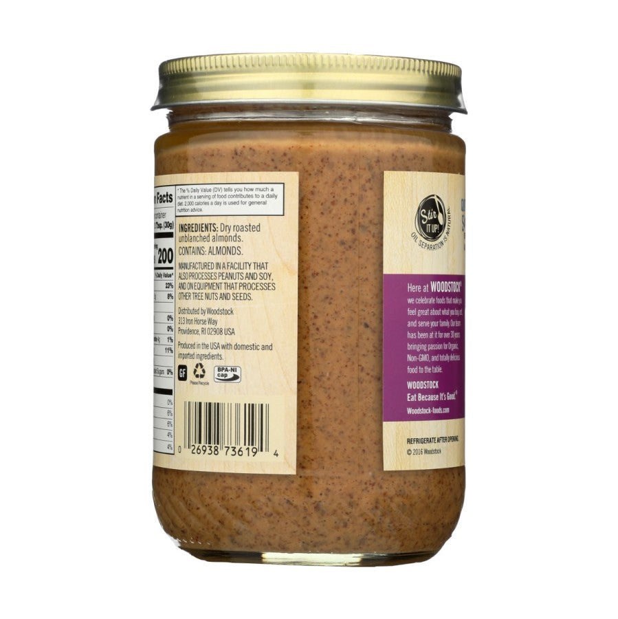 Single Ingredient No Oil Added Almond Butter Gluten Free Woodstock Unsalted Smooth Dry Roasted Nut Butter
