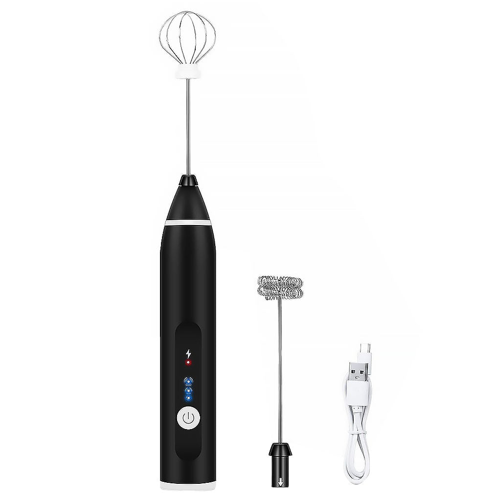 Handheld Milk Frother With Two Heads USB Rechargeable Battery