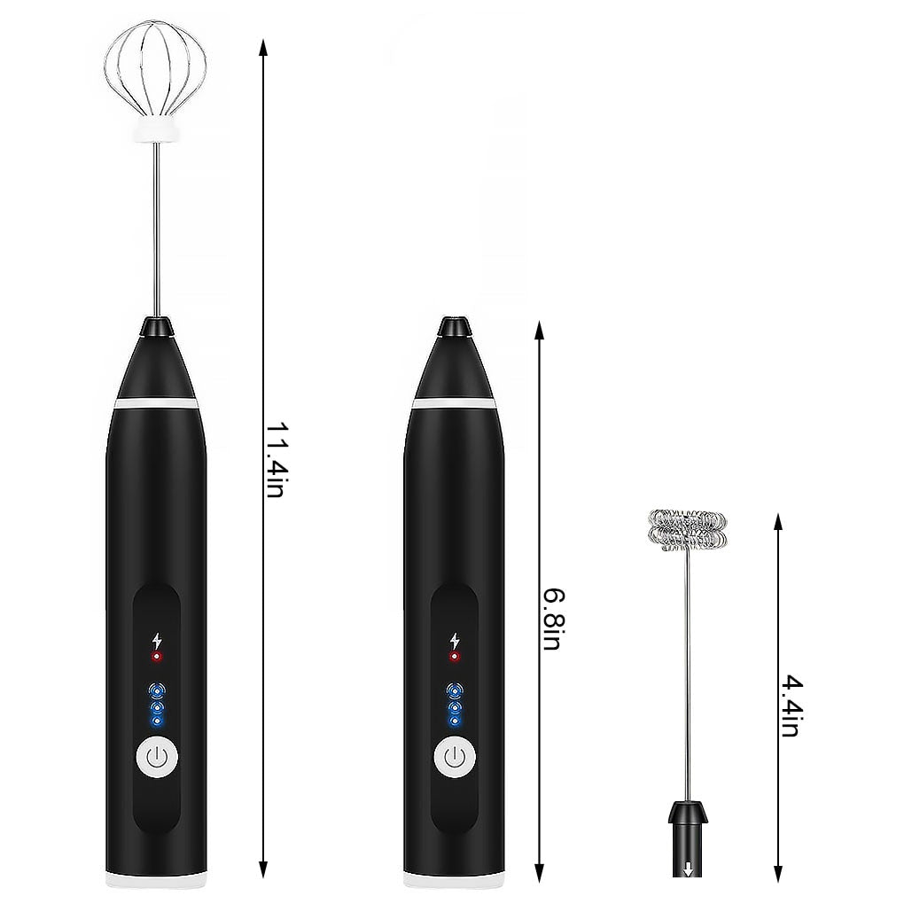 Handheld Milk Frother With Two Heads - USB Rechargeable Battery