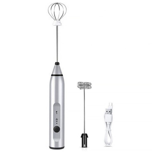 Handheld Milk Frother With Two Heads - USB Rechargeable Battery – Terra  Powders