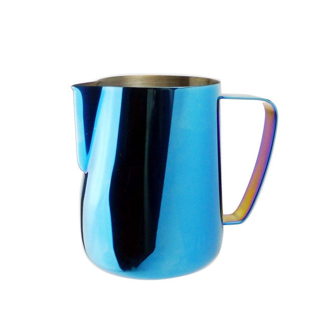 Stainless Steel Chic Frothing Pitcher In Shiny Blue Color