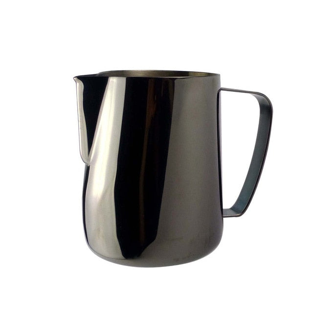 Stainless Steel Chic Frothing Pitcher In Sleek Black Color