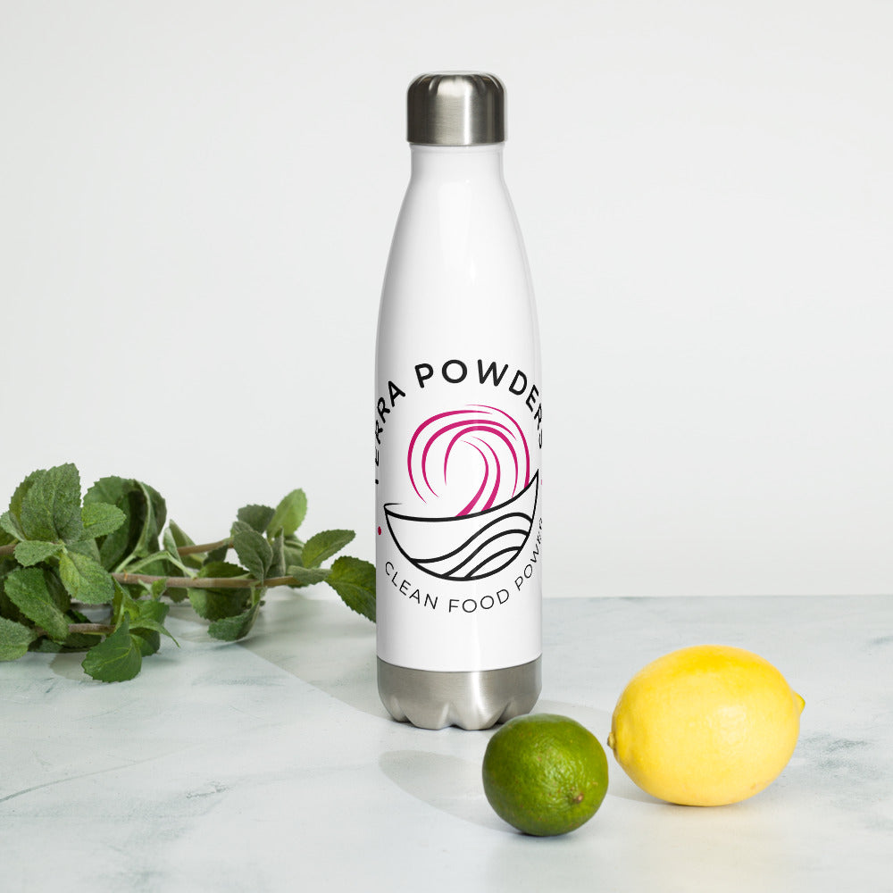 Terra Powders Clean Food Power Stainless Steel Water Bottle With Organic Mint Lime And Lemon For Refreshing Hydration On The Go