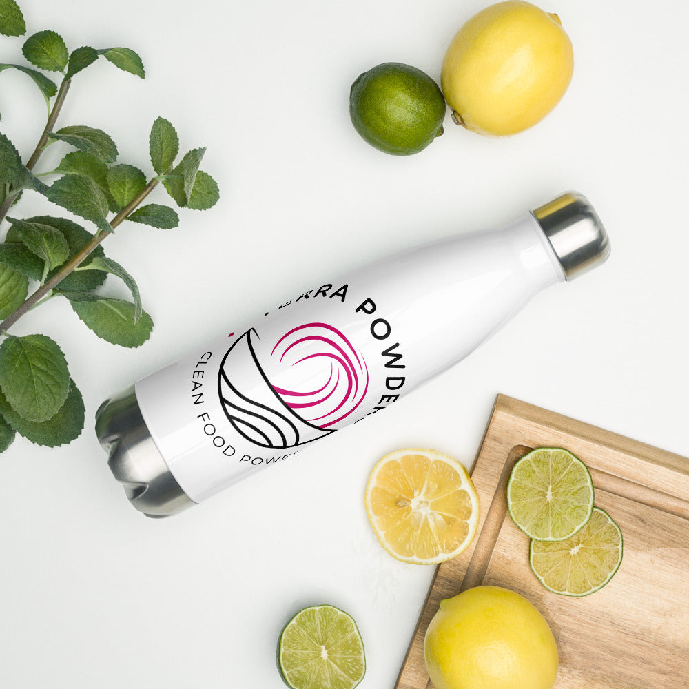 Fresh Lemon And Lime Slices With Organic Mint Leaves For Drinking Water On The Go Traveling With Terra Powders Stainless Steel Insulated Bottle
